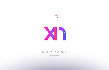 xn x n  pink modern creative alphabet letter logo icon template