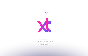 xt x t  pink modern creative alphabet letter logo icon template