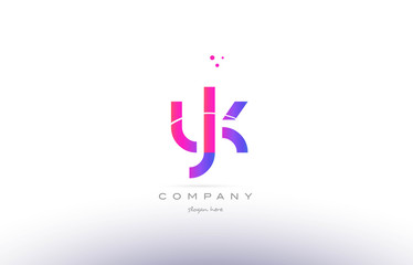 yk y k  pink modern creative alphabet letter logo icon template