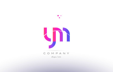 ym y m  pink modern creative alphabet letter logo icon template