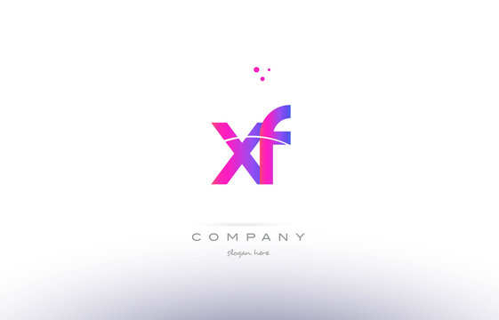 xf x f  pink modern creative alphabet letter logo icon template