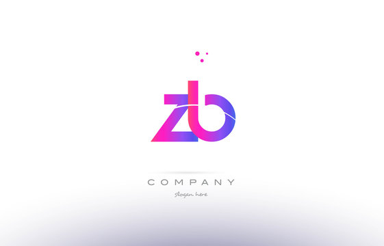 zb z b  pink modern creative alphabet letter logo icon template
