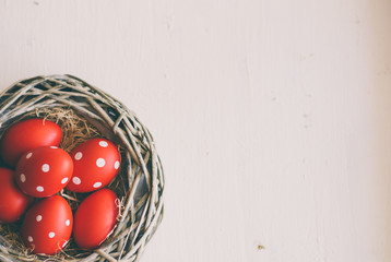 Easter eggs in the nest.