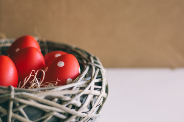 Easter eggs in the nest.