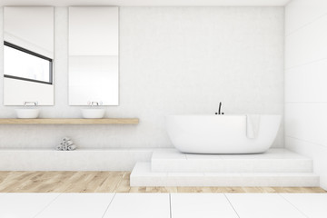 Obraz na płótnie Canvas Bathroom with two mirrors, white