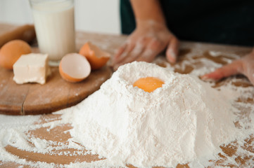 Chef preparing dough - cooking process