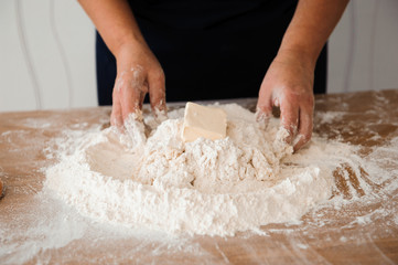 Chef preparing dough - cooking process