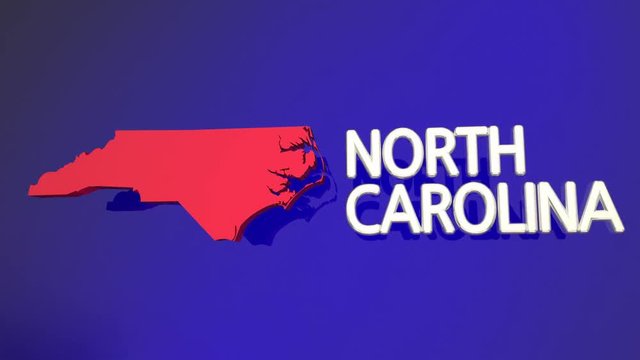 North Carolina NC State Map Name 3d Animation