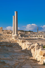 Antique columns at Kourion archaeological site