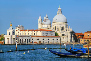 Fototapeta na wymiar Basilica di Santa Maria della Salute on Punta della Dogana in Venice, Italy