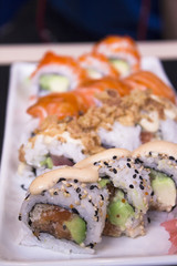 Raw food ready to eat sushi