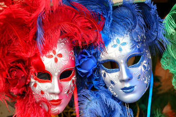 Display of masks at a souvenir shop in the street of Venice, Italy