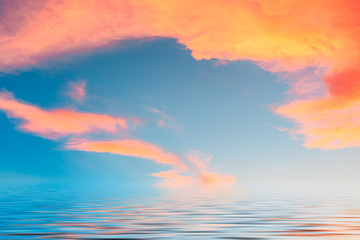 Naklejka na ściany i meble Sky and water reflection scene at dusk