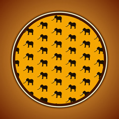 орнамент из слонов в круге, векторная иллюстрация