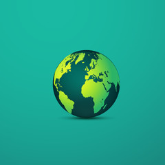 Earth globe. 3D effect planet Earth icon with smooth gradients. Vector illustration.