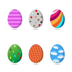 Set of colorful easter eggs on white background. Vector illustration
