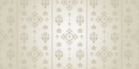 Classic royal background. Silver pattern. Vector image