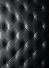 Black leather button-tufted texture background
