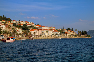 Fototapeta na wymiar Waterfront of Korcula town, Croatia