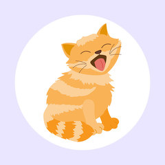Cat breed cute kitten red pet portrait fluffy young adorable cartoon animal and pretty fun play feline sitting mammal domestic kitty vector illustration.