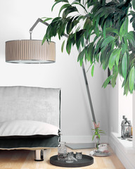 Modern bright interior . 3D rendering