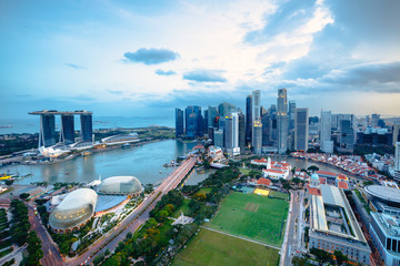 Fototapeta na wymiar Aerial view Singapore skyline