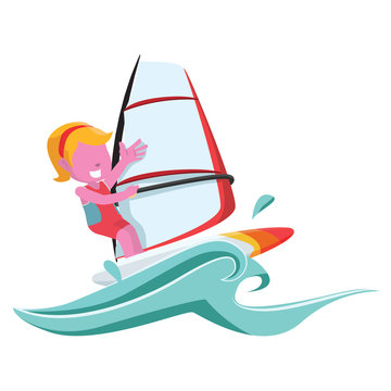 pink girl wind surfer