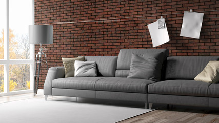 Modern bright interior . 3D rendering