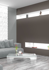 Modern bright interior . 3D rendering