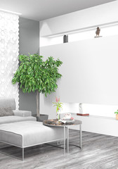 Modern bright interior . 3D rendering