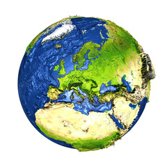 Fototapeta premium Europe on Earth isolated on white