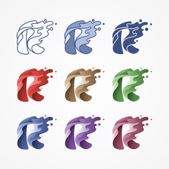 Set of Colorful Letter R Logo Template