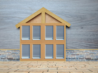 Haus mit Sonnenschutz