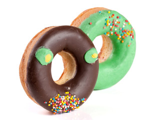 two glazed donut isolated on white background