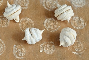 Homemade marshmallows on parchment paper