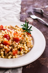 Small pasta with vegetables