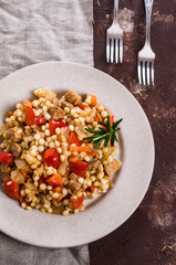 Small pasta with vegetables