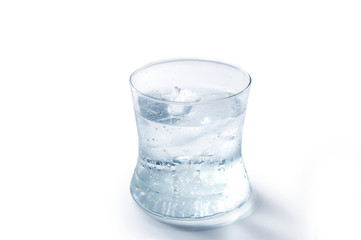 Clear glass with cold ice water