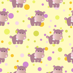 Obraz premium pattern with cute baby behemoth and Circles
