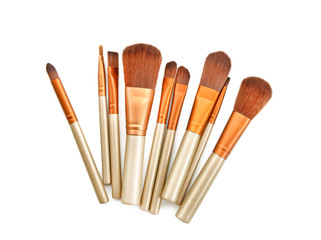 set of isolated make-up brushes