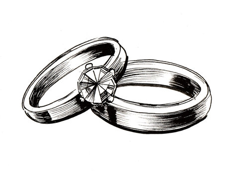Engagement Ring, Charcoal Illustration SVG Cut file by Creative Fabrica  Crafts · Creative Fabrica