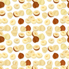 seamless texture with tasty filberts on white background