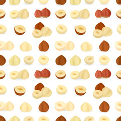 seamless texture with sweet hazelnuts on white background