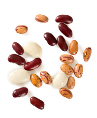 assorted beans isolated on white background