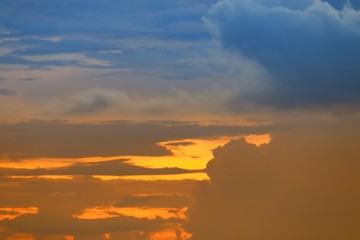 sunset beautiful colorful  light gold in blue sky