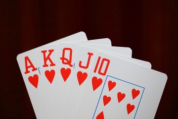 casino, cool Royal flush of hearts.