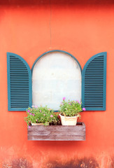 Window on wall orange