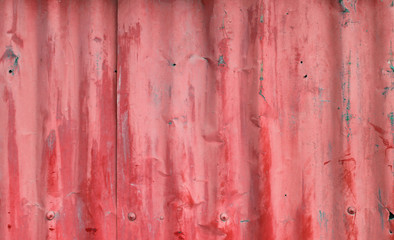 Old red zinc wall texture background