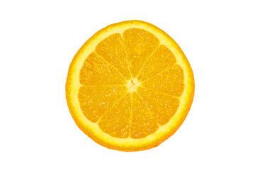 Slice of fresh orange isolated on white background