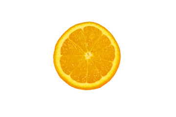 Slice of fresh orange isolated on white background